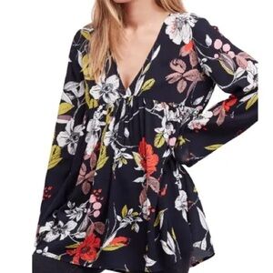 Free People Bella Floral Tunic Blouse Size Extra Small
